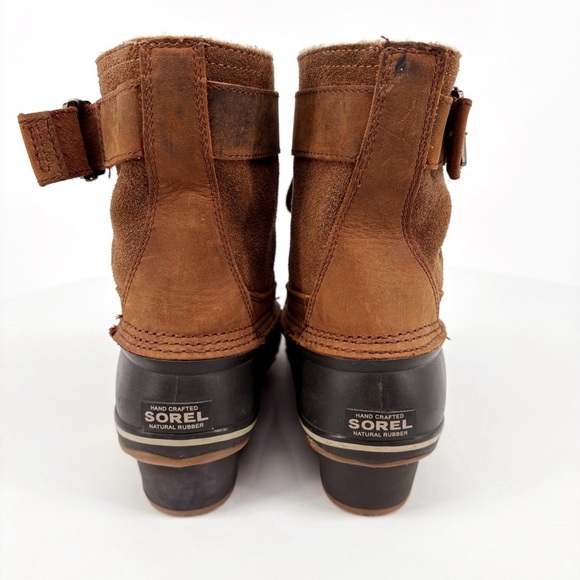 SOREL | Winter Fancy Lace-Up II Leather Duck Boots in Brown | Sz 9 - Picture 12 of 16